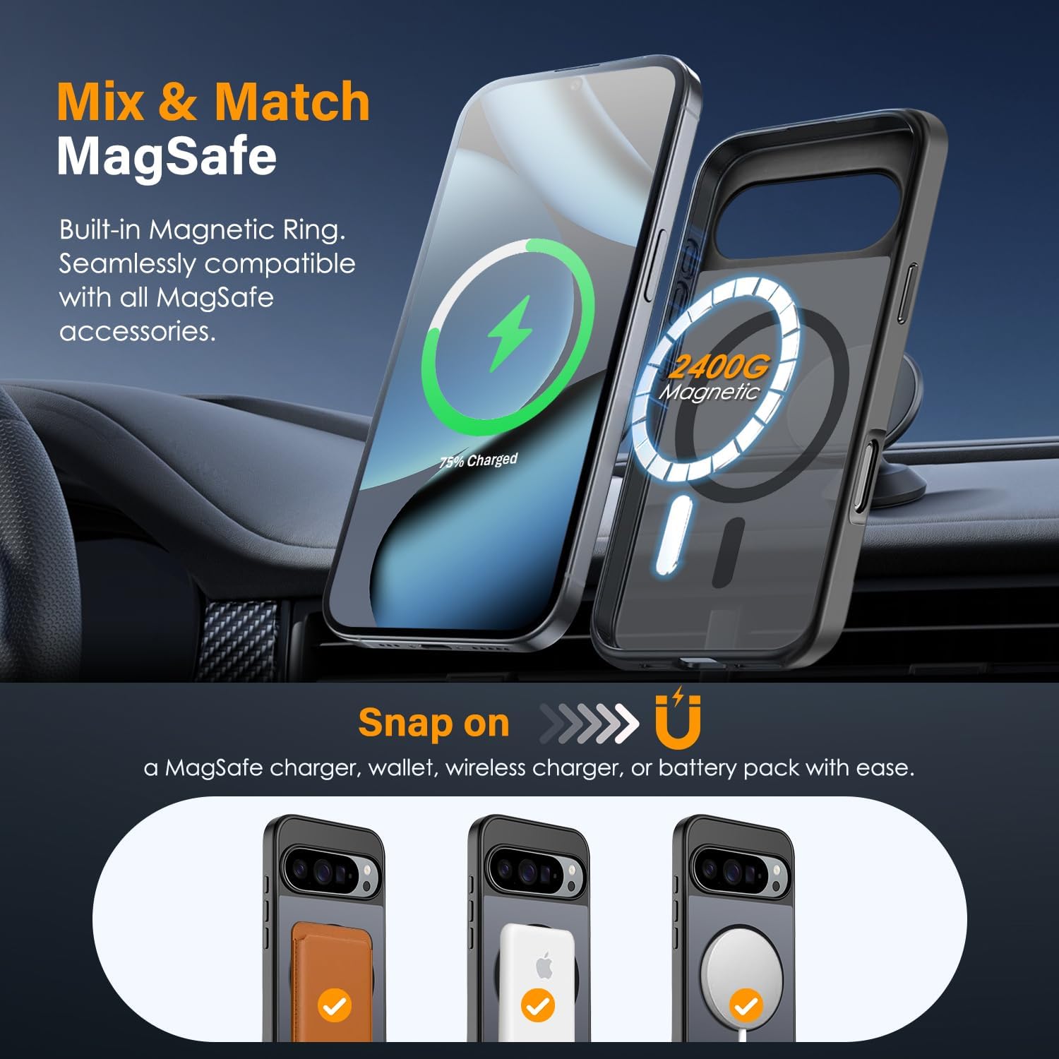 Detalle de Filoto Magnetic Case for Google Pixel 10/10 Pro (MagSafe compatible) — translucent matte shockproof cover