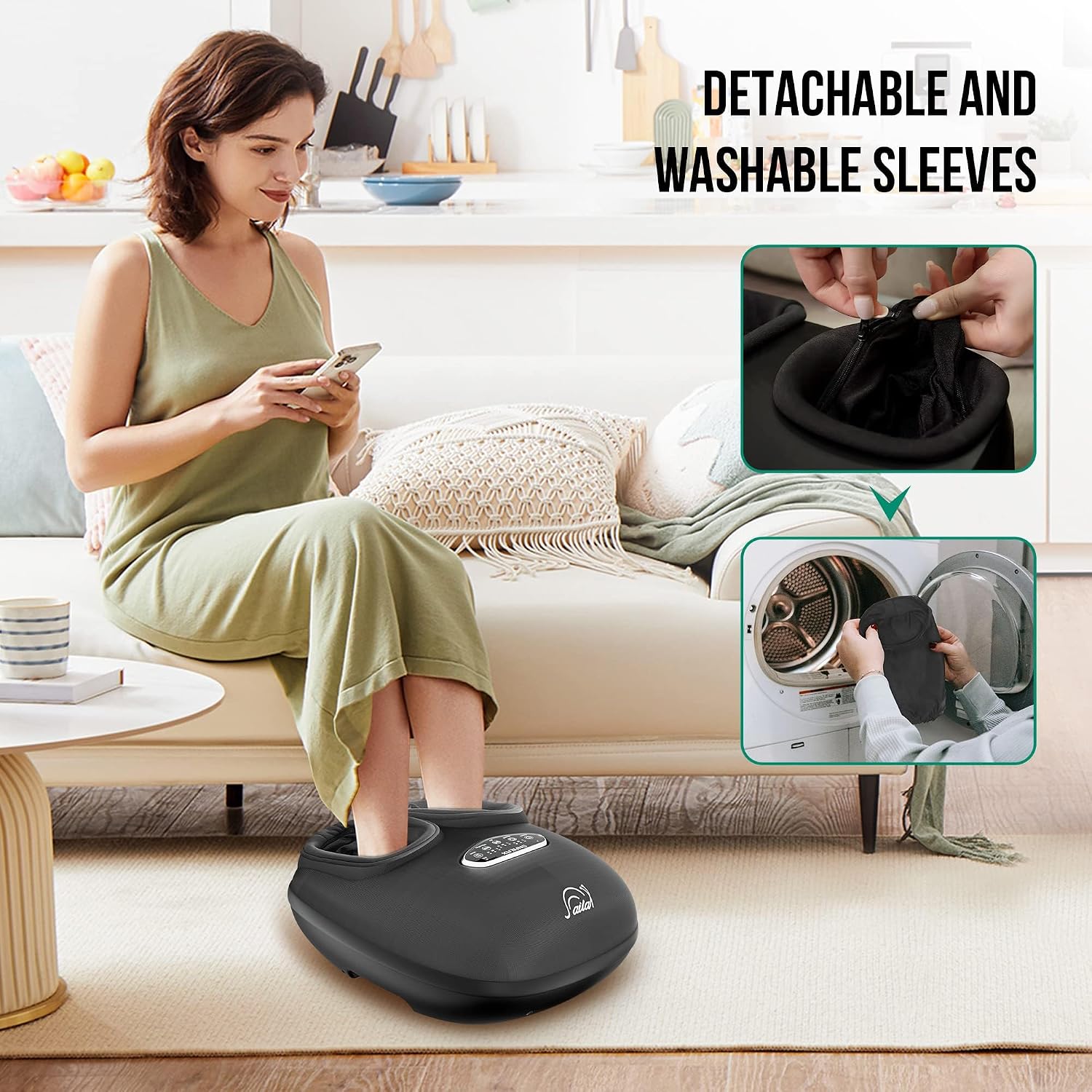 Detalle de Snailax Shiatsu Foot Massager with Heat: Deep Kneading, Compression & Vibration for Tired Feet