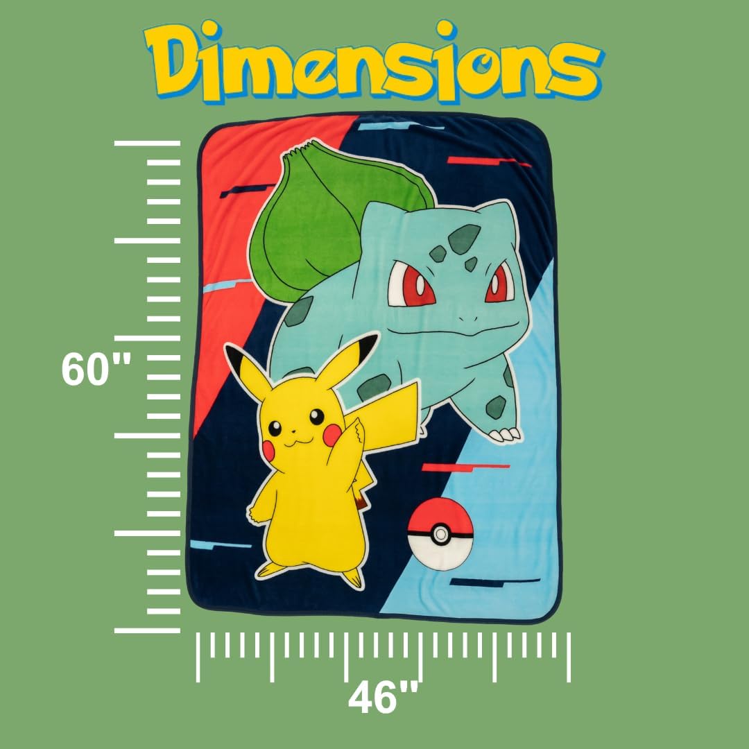 Detalle de Pokemon Anime Pikachu and Bulbasaur Kids Bedding Throw by Franco (46 x 60) — Ultra-Soft Micro Raschel