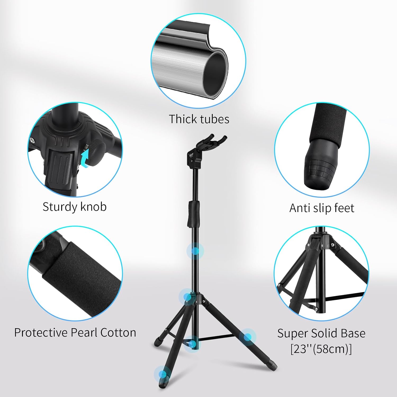 Detalle de GUITTO JOYO-GUITTO-GGS06 Guitar Stand with Auto-Lock, Adjustable, Foldable