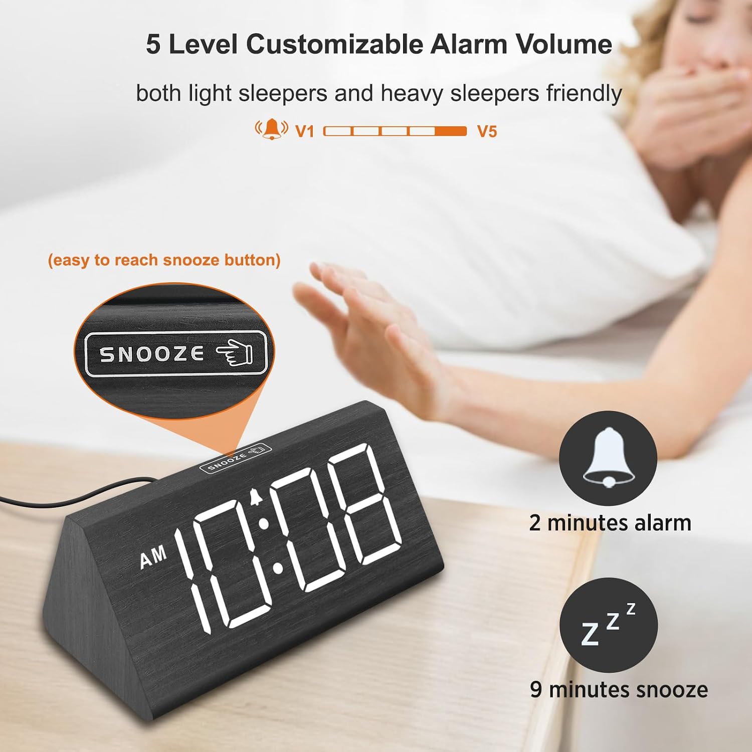 Detalle 2 de DreamSky Wooden Digital Alarm Clock