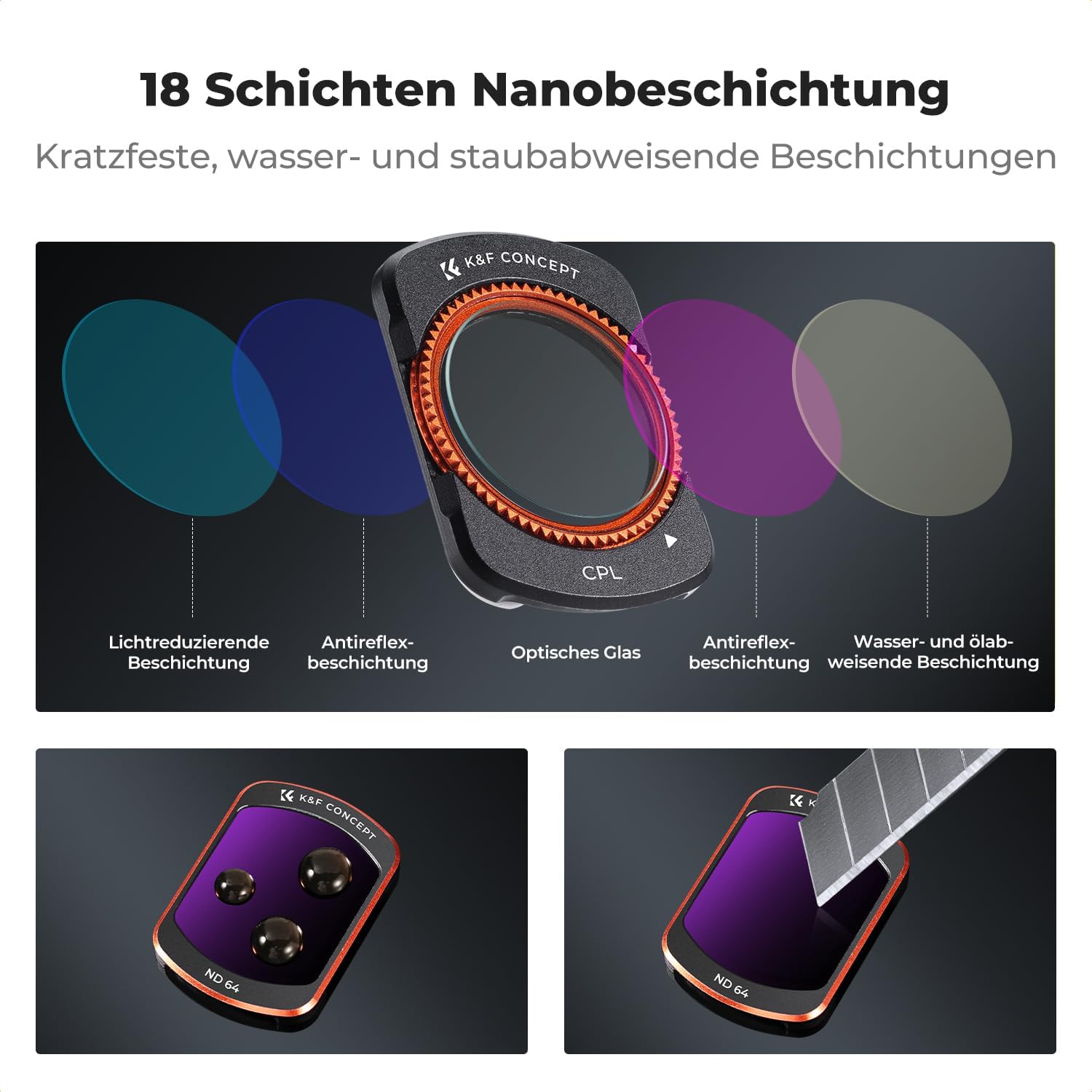 Thumbnail 5 de K&F CONCEPT Magnetisches ND Filter Set 4er Pack 🎥