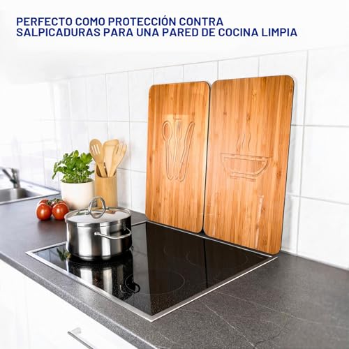 Detalle de WENKO Placas protectoras para cocina Mod Almuerzo (30 x 52 cm) – juego de 2, altura ajustable, multifuncionales