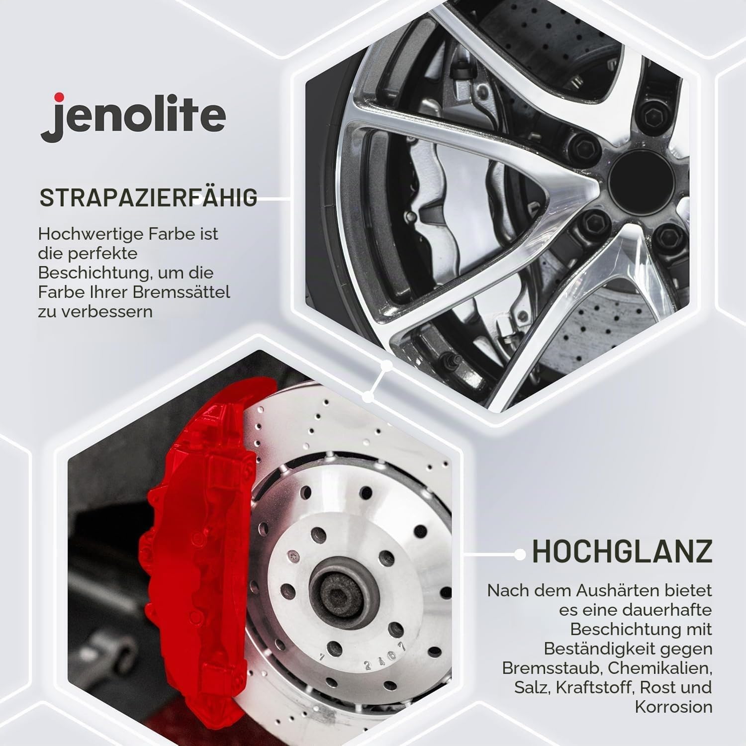 Thumbnail 4 de JENOLITE Bremssattellack Rot – hitzefester Thermolack für Bremsklötze bis 300°C, 400 ml