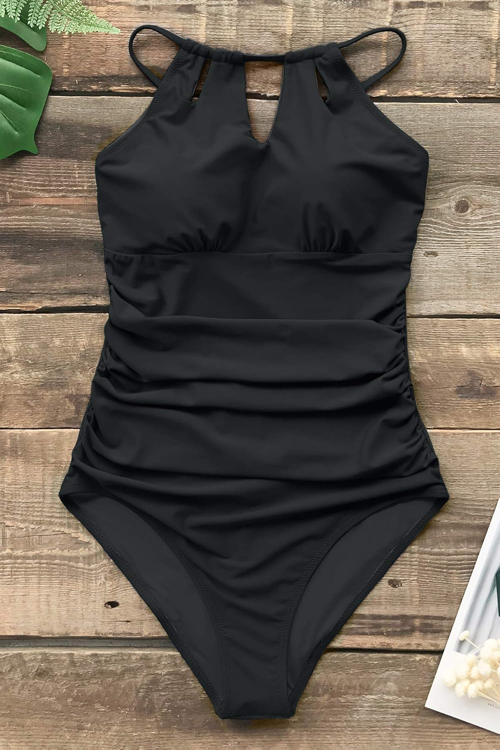Detalle de Bauchweg High Neck Badeanzug Damen