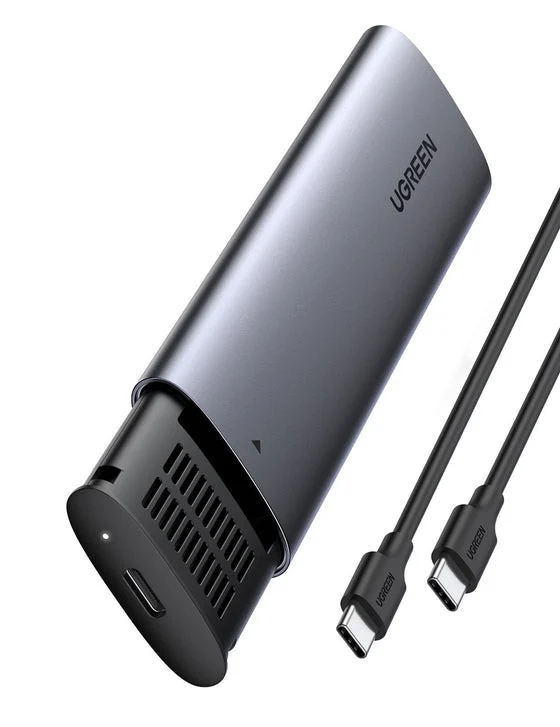 Caja externa M.2 Ugreen 10902: PCIe NVMe, USB-C 10 Gbit/s en aluminio gris