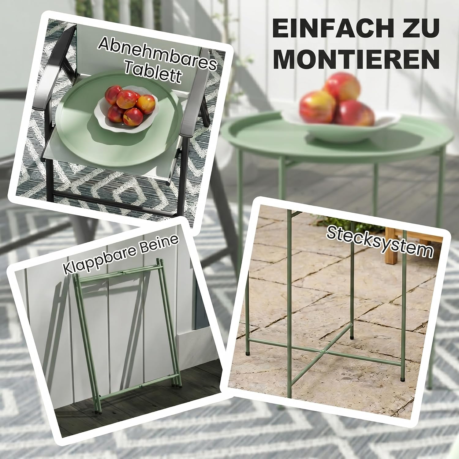 Thumbnail 3 de Outsunny Petite Table Basse Ronde d’extérieur : table d’appoint avec plateau amovible