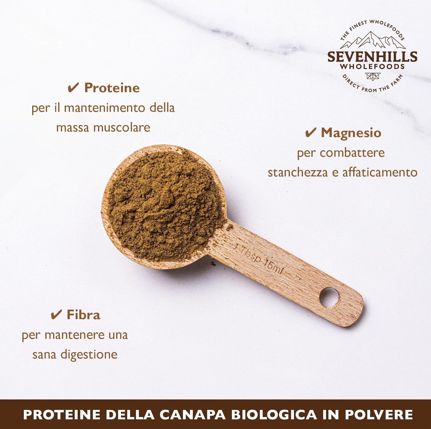 Detalle 2 de Sevenhills Wholefoods Polvere di Proteine di Canapa Cruda Bio 1kg