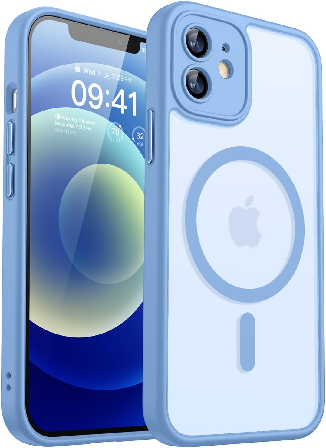 Detalle de CANSHN Custodia Magnetica per iPhone 12 (6.1'') Blu Opaco: Protezione della fotocamera e attacco MagSafe