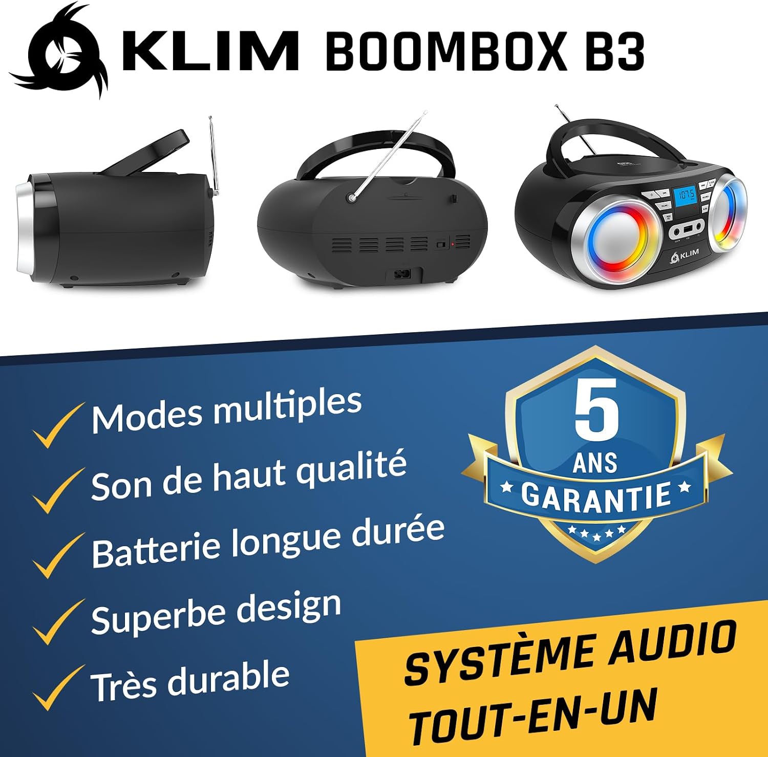 Thumbnail 1 de KLIM Boombox B3 Reproductor de CD portátil