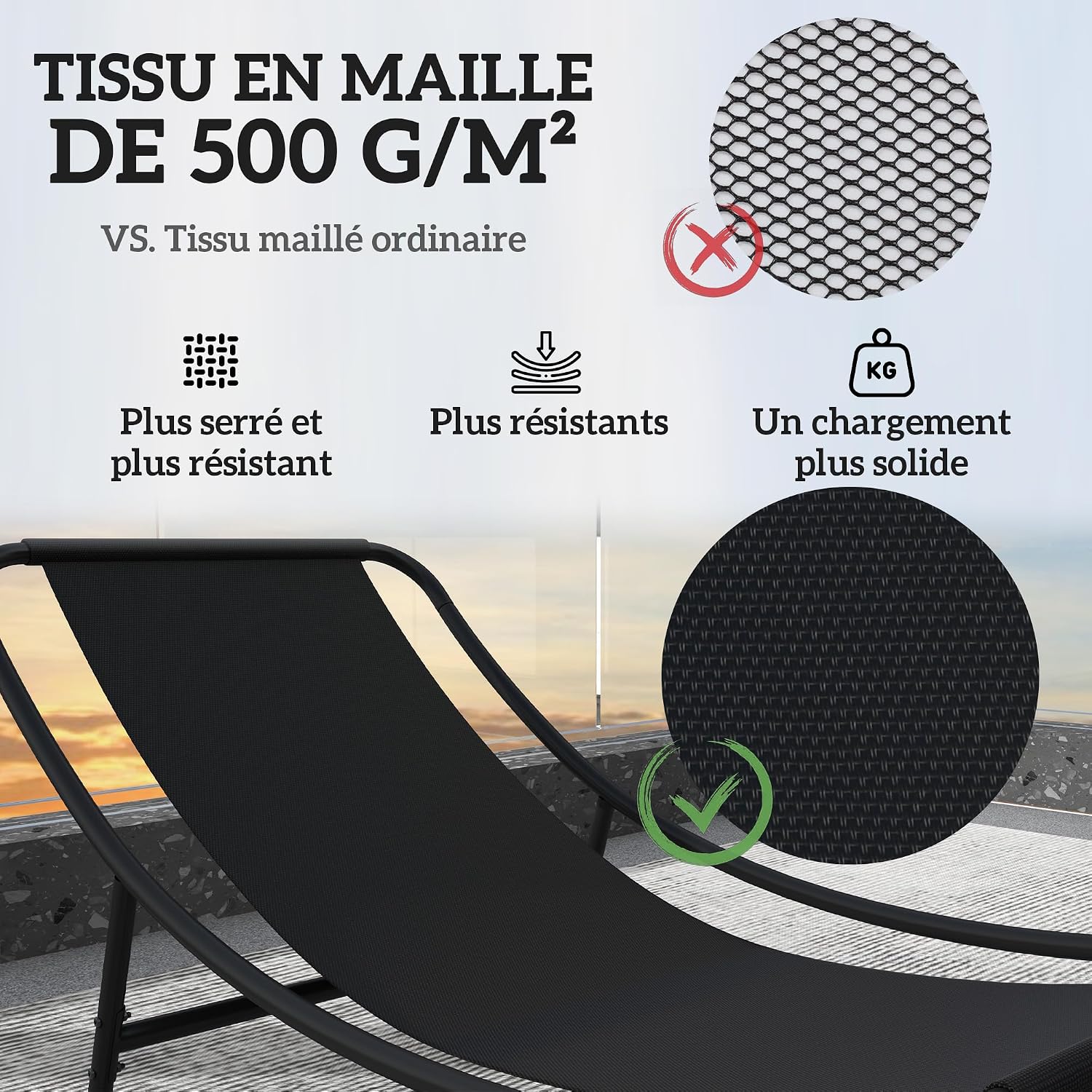 Detalle 2 de Outsunny 84G-540V01GY schommelstoelen voor buiten, set van 2 met mesh