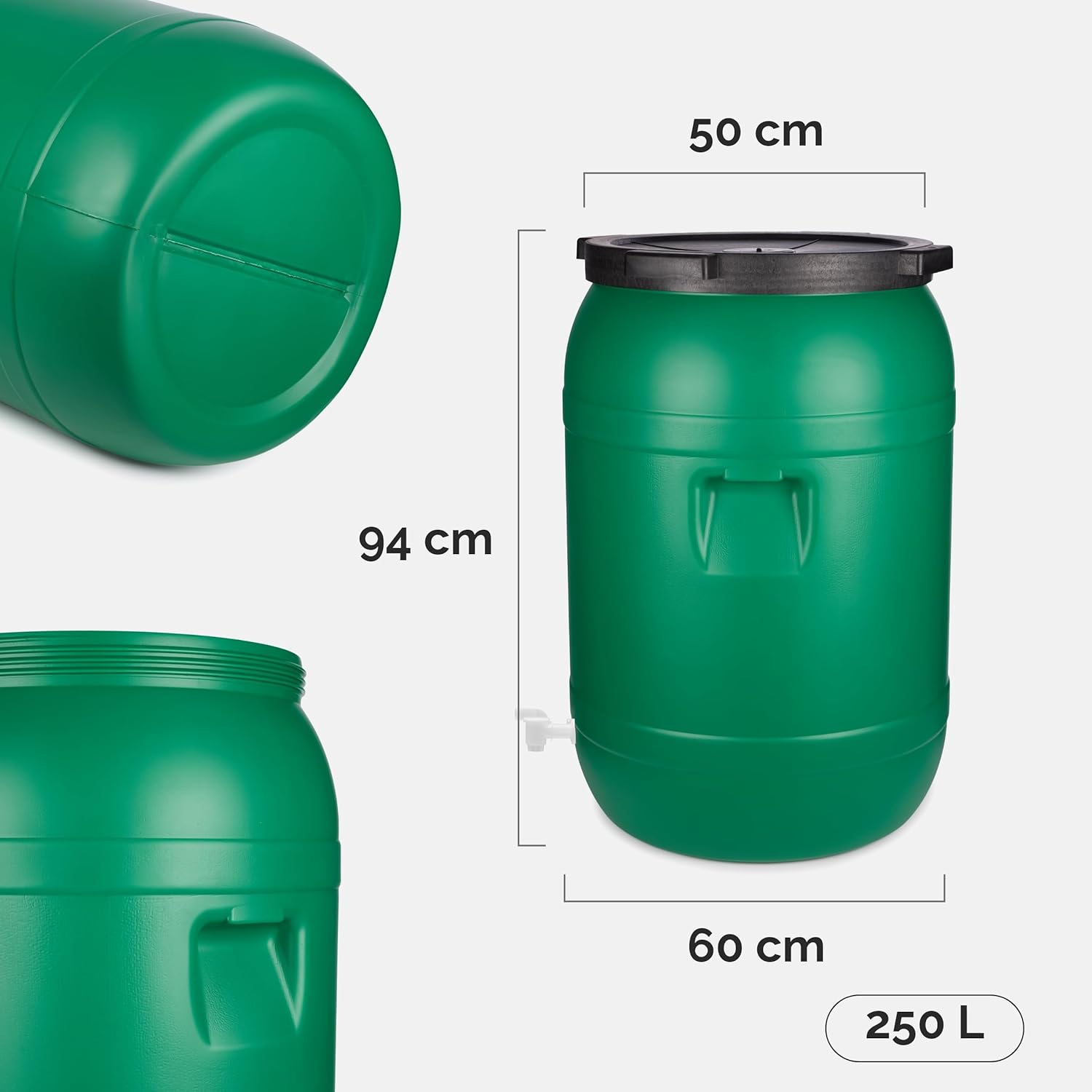 Thumbnail 1 de Garronda Weithalsfass 250 Liter Futtertonne mit Deckel (ohne Dichtung) – BPA-freies HDPE