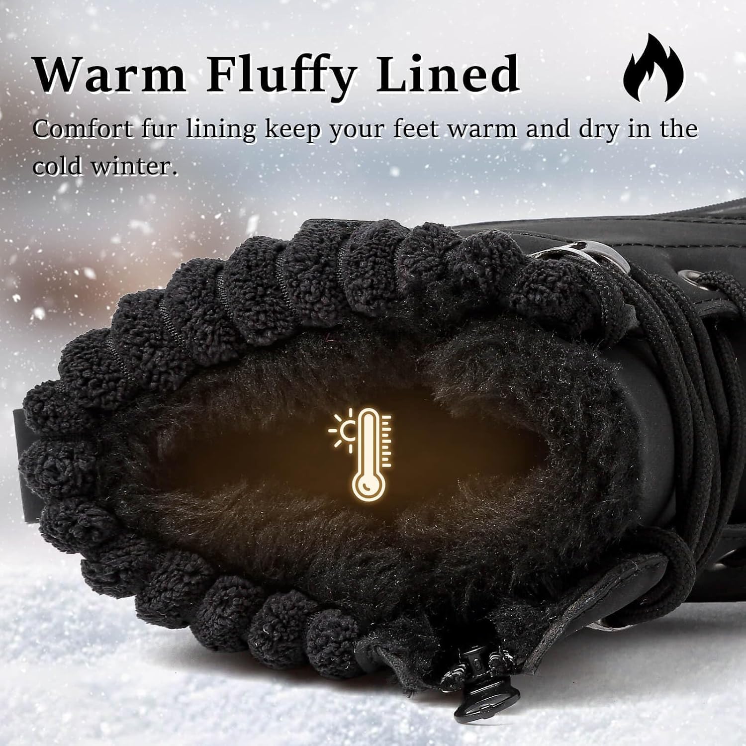 Detalle 2 de Hanani Women's Winter Snow Boots Waterproof Lace-Up Mid Calf