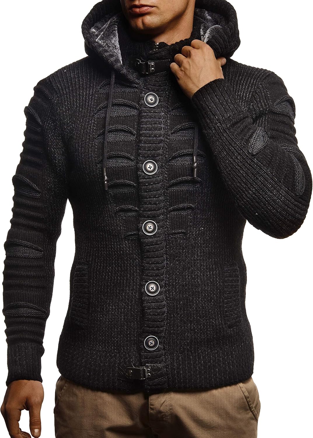 Detalle 2 de Leif Nelson Strickjacke Herren Kapuze