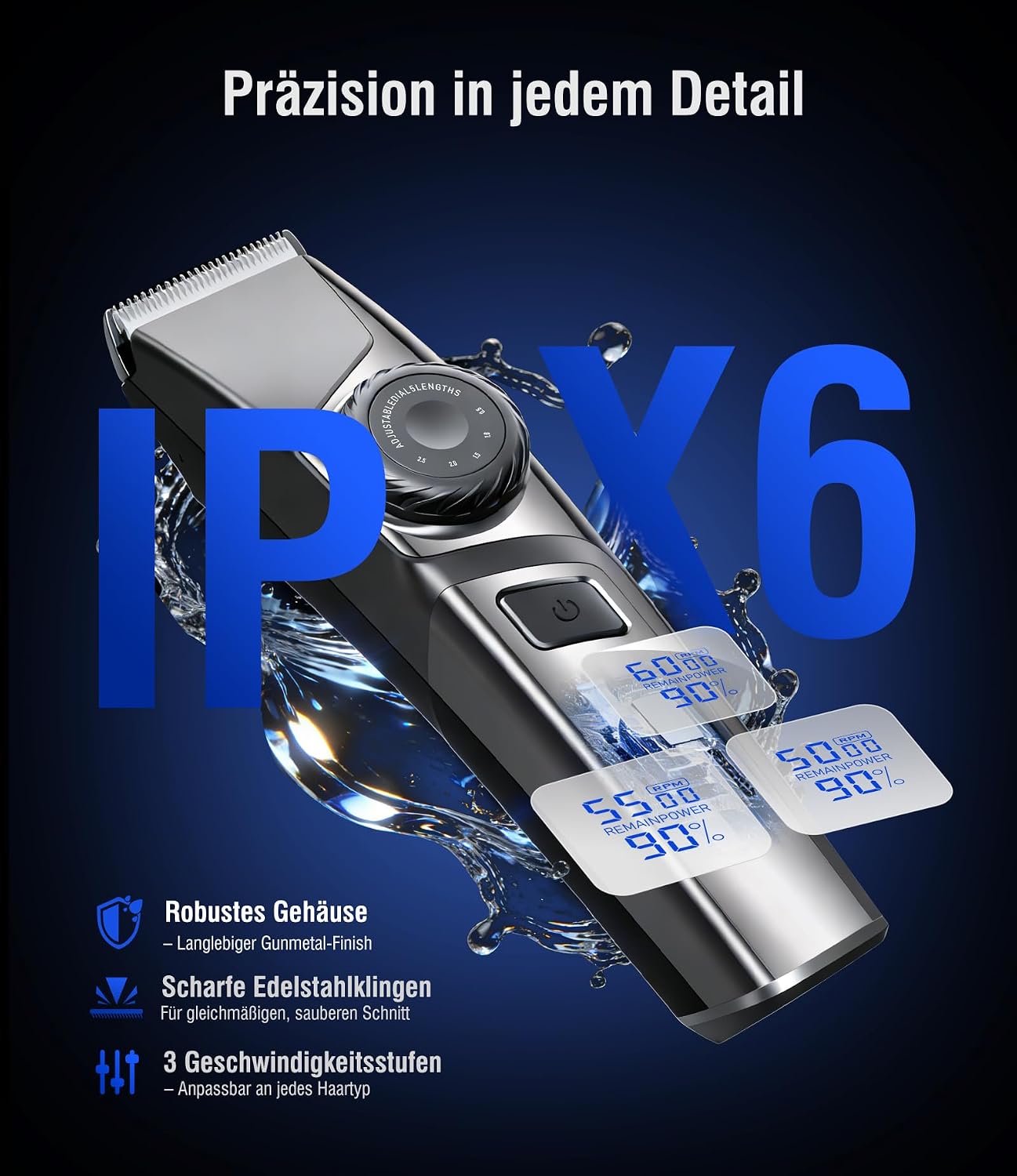 Thumbnail 4 de Profi Haarschneidemaschine mit USB-C & LED-Anzeige – Profi Barber Set mit IPX6, <65 dB