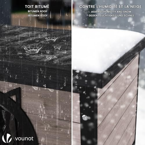 Thumbnail 3 de VOUNOT Casetta per Gatti in Legno con Porta Design Orecchie di Gatto, 57 x 45 x 43 cm, Grigio – Cuccia da Esterno con Porta e Tetto