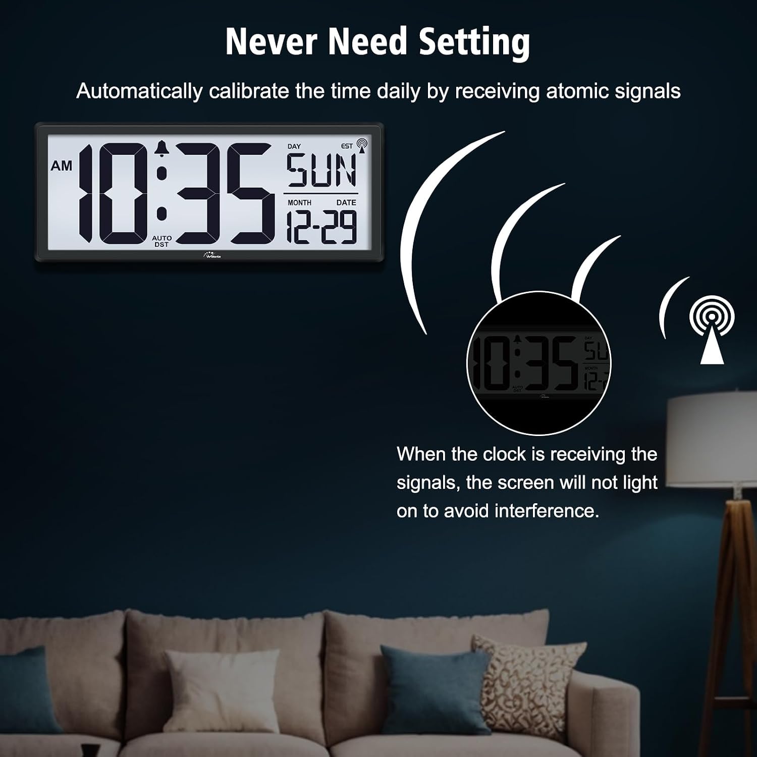 Detalle de WallarGe Digital Wall Clock 14.5-inch