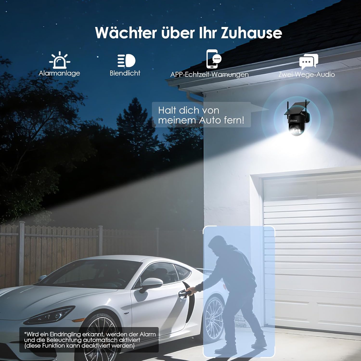 Thumbnail 6 de CZEview 2K 3MP Überwachungskamera Außen Solar - kabellos, 360° PTZ, Farb- und Nachtaufnahme