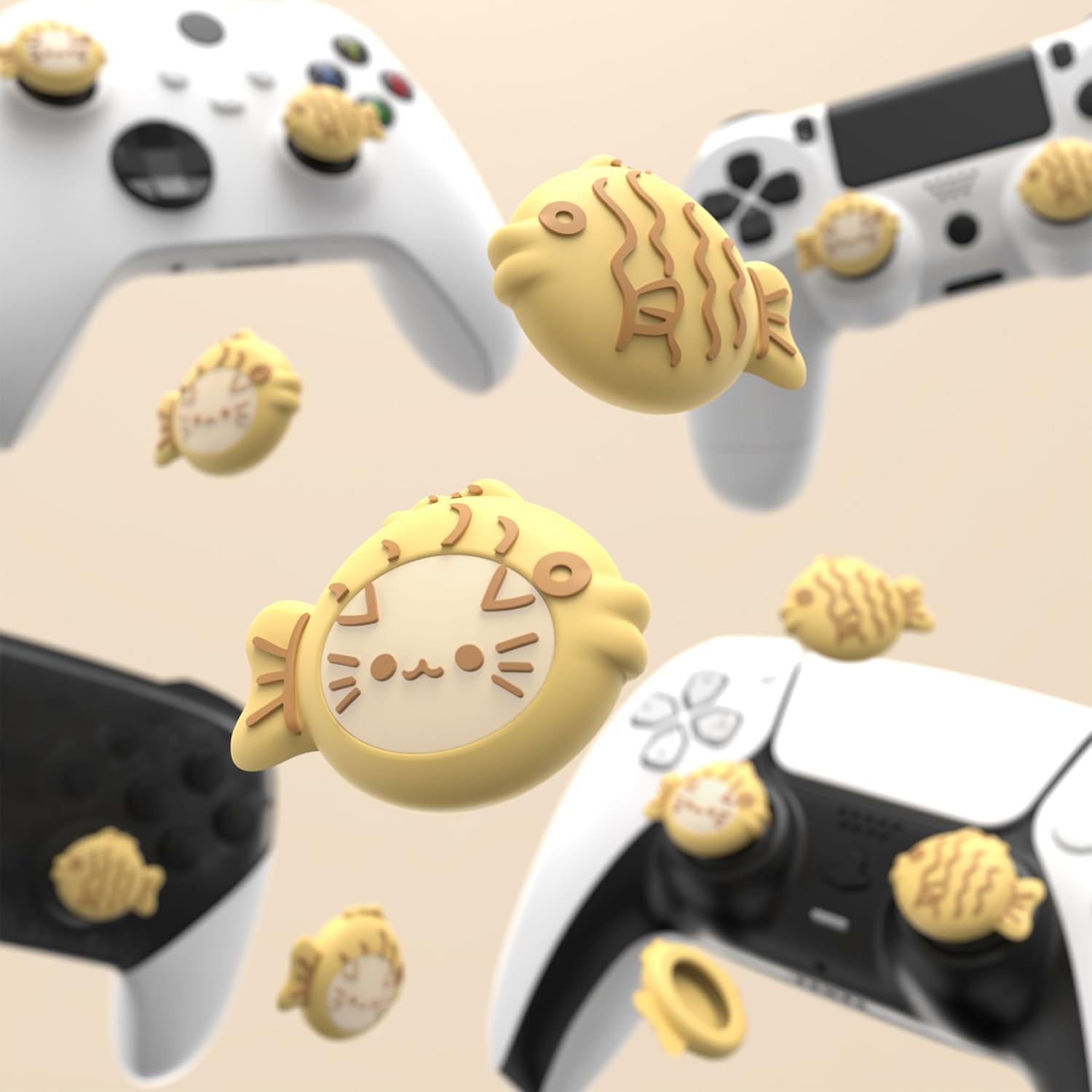 Detalle de PlayVital Taiyaki Kitten Thumb Grip Caps for Controllers – Cute Silicone Covers