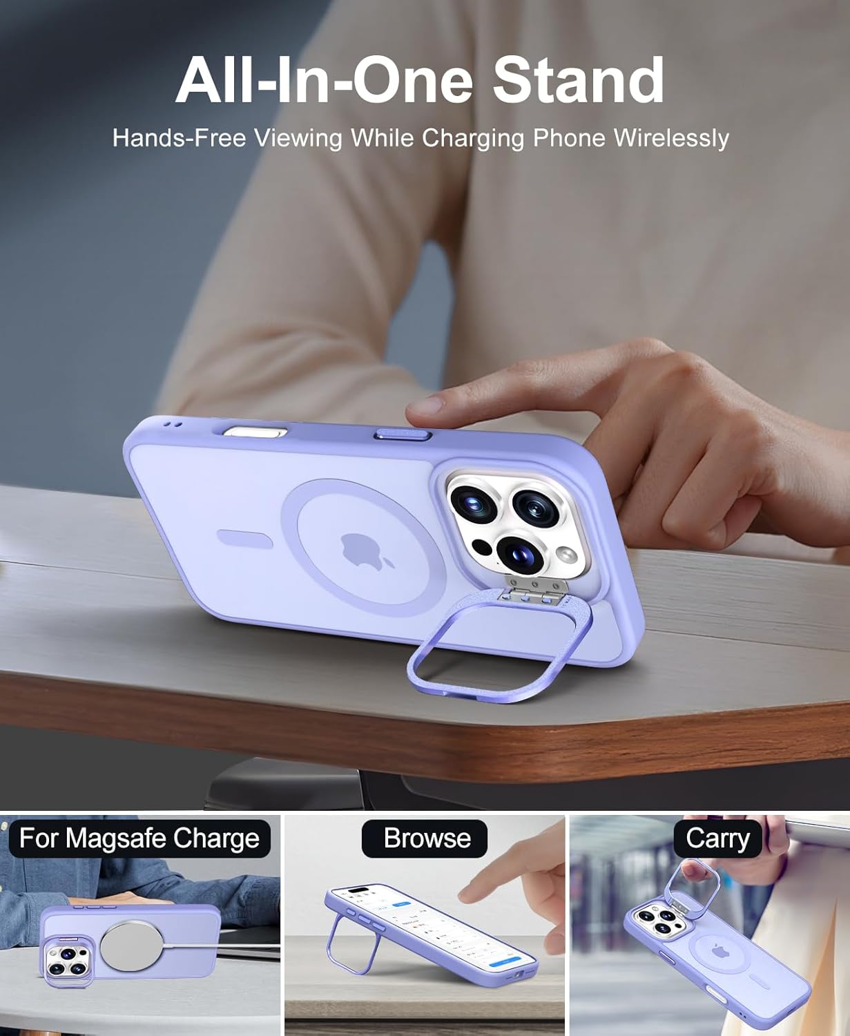 Thumbnail 3 de Beeasy 3-in-1 MagSafe Case for iPhone 16 Pro Max with 2 Screen Protectors and Adjustable Stand
