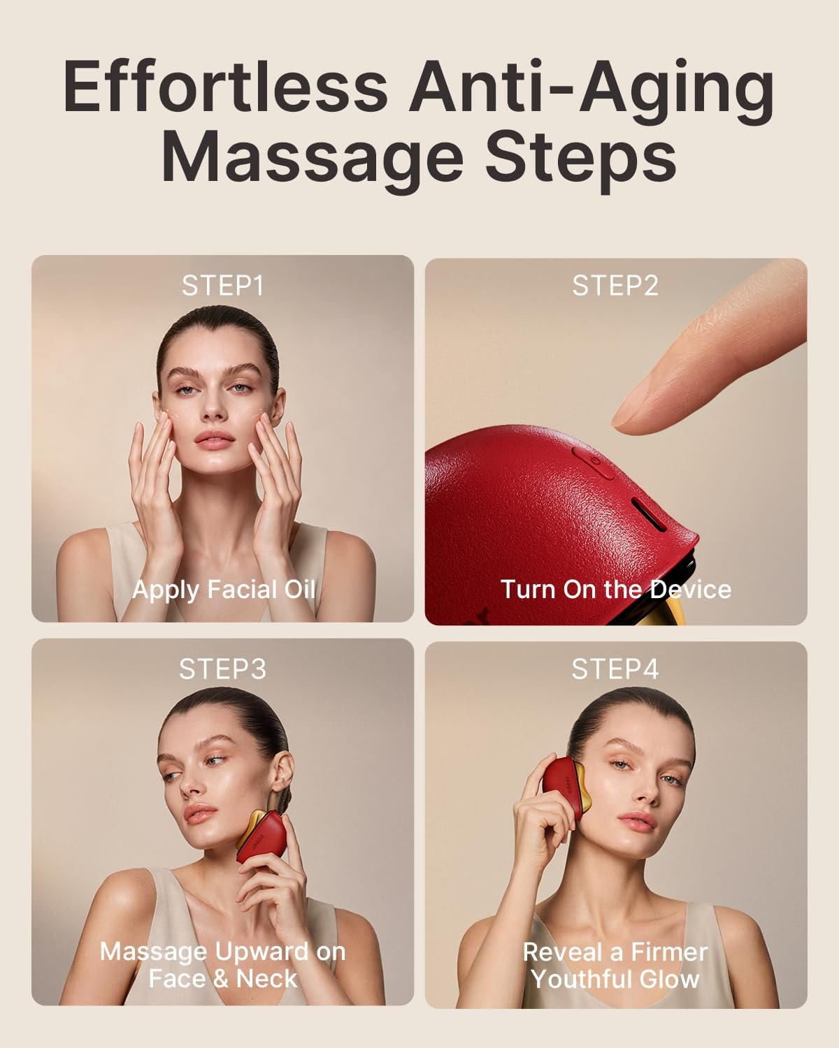 Detalle de ZDEER GS5 PRO Electric Gua Sha Facial Massager with Red Light and Heat