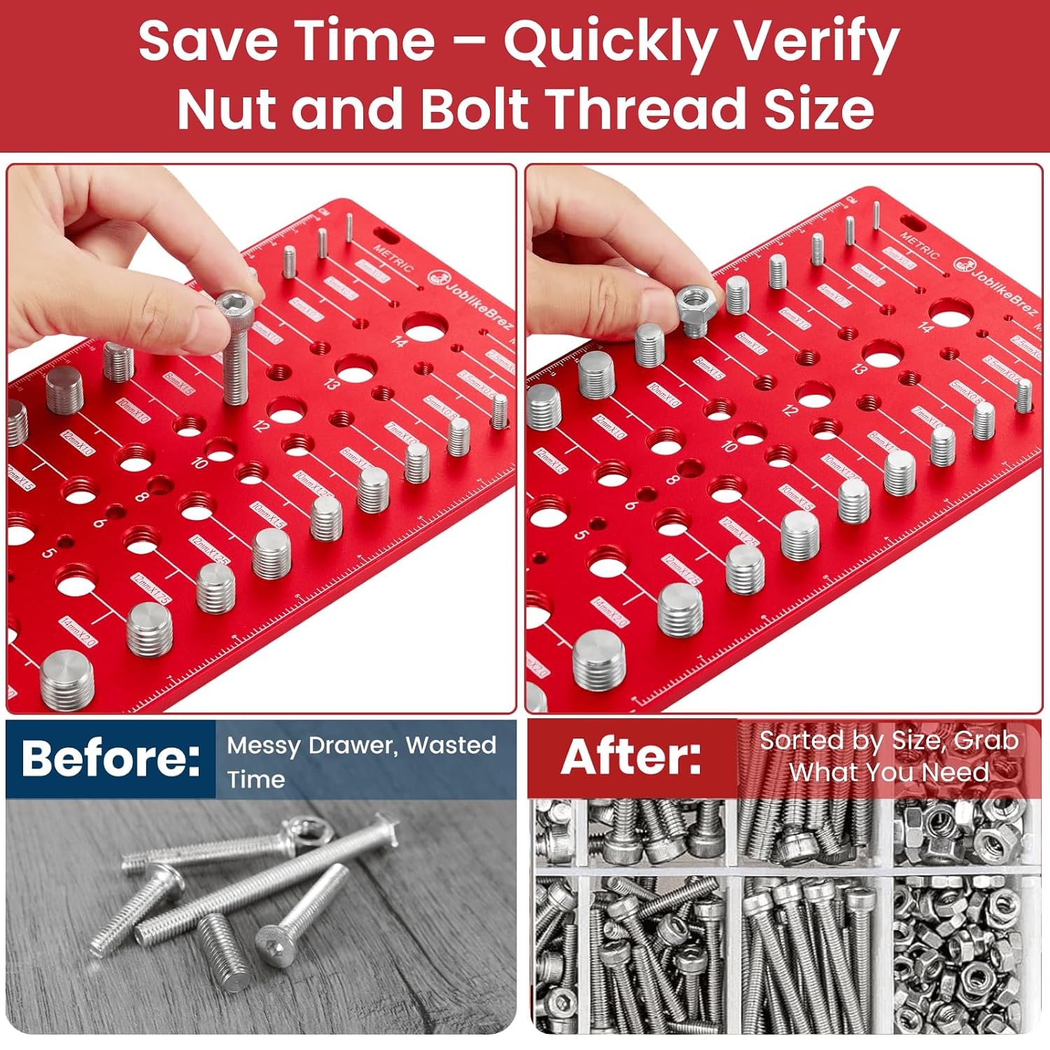 Thumbnail 3 de JoblikeBrez 76-Size Thread Checker with Metric, Standard, and Drill Bit Gauges