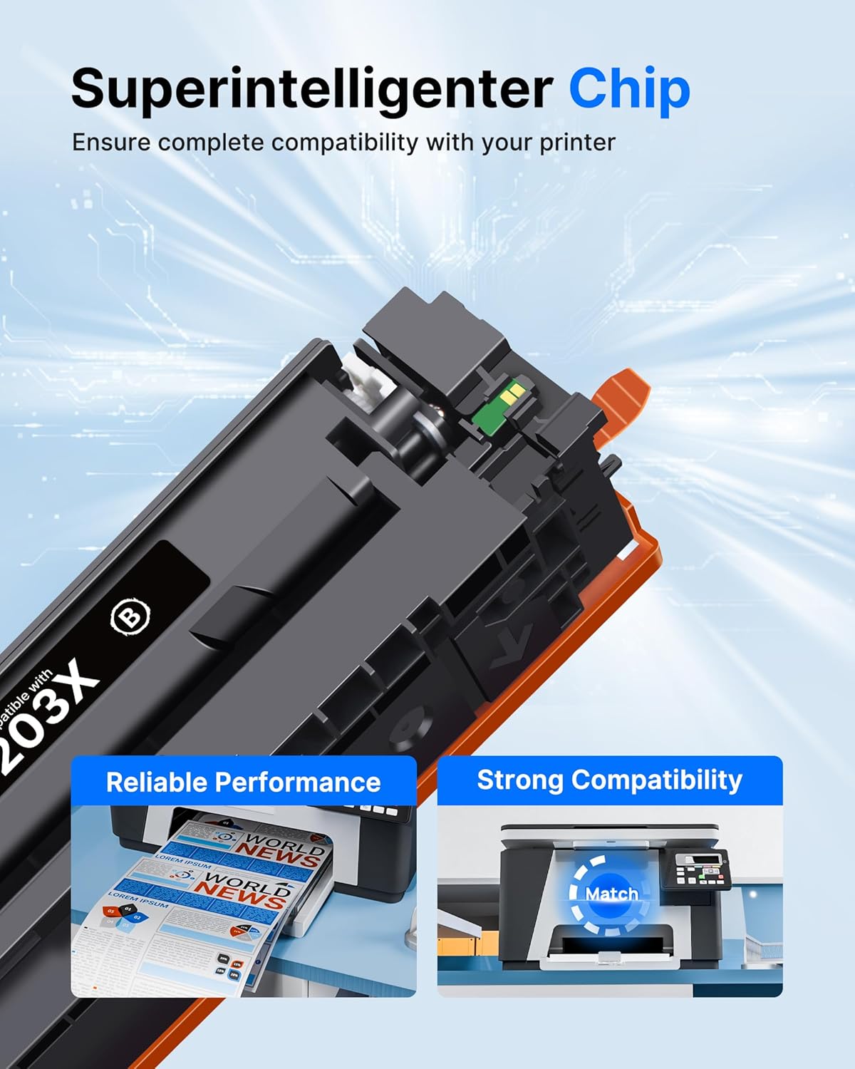 Detalle de GPC Image 203X Toner compatibile per HP 203X/203A – 4 pezzi (Nero Ciano Magenta Giallo) per HP Color LaserJet Pro