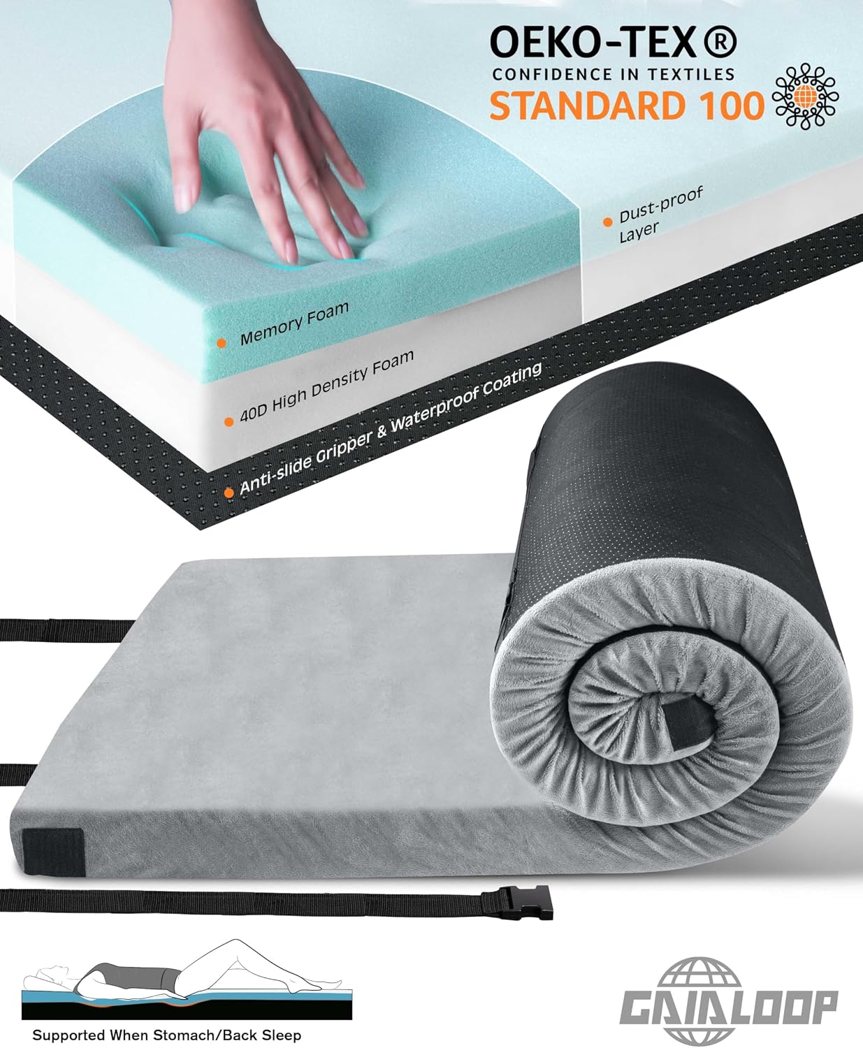 Detalle 2 de GAIALOOP 3-Inch Memory Foam Camping Mattress