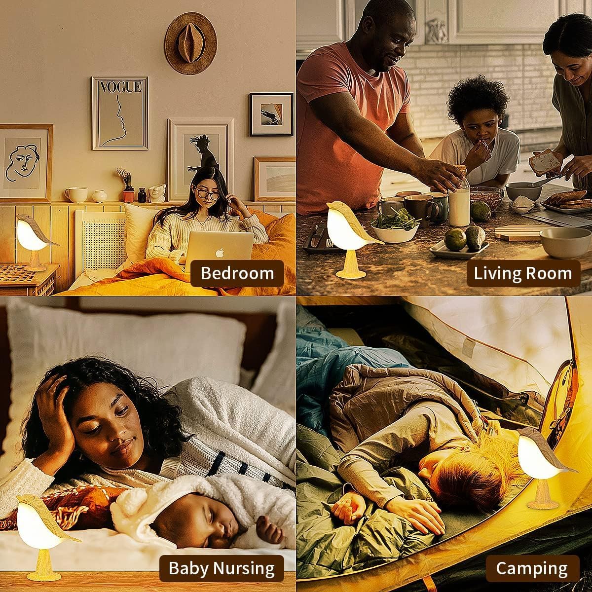 Thumbnail 5 de Cordless Small Lamp with Remote, Timed Bedside Bird Lamp – Rechargeable USB Night Light