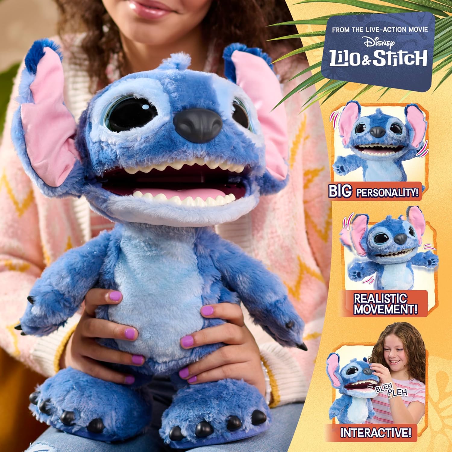 Thumbnail 2 de Peluche interactive Stitch de Disney – 43 cm, plus de 100 sons et réactions – Just Play