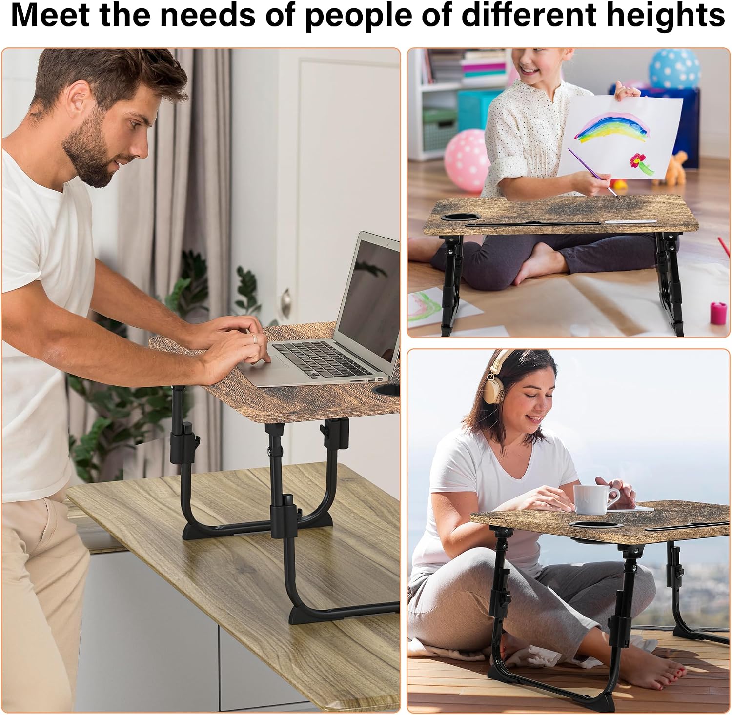 Thumbnail 5 de DECOSIS Lapdesk Adjustable Lap Desk with USB Ports, Storage Drawer and Foldable Legs