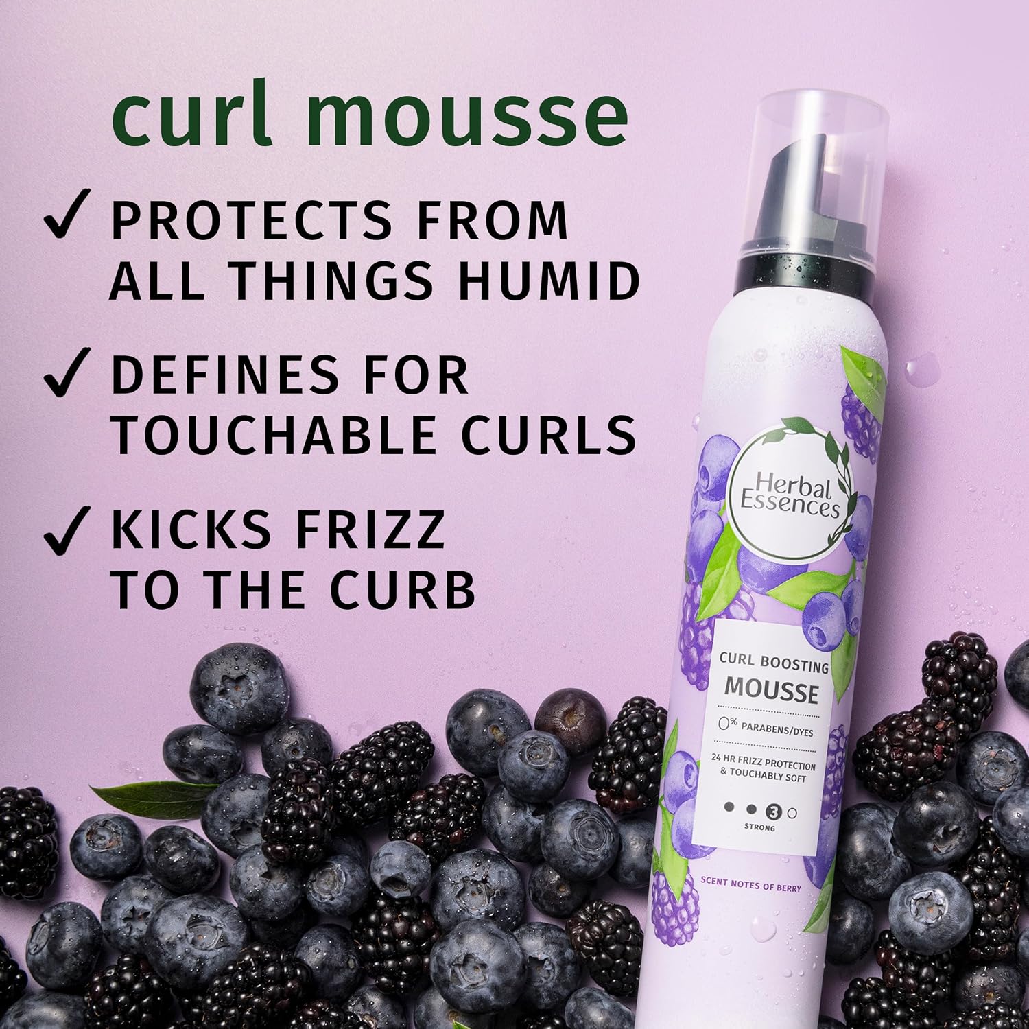 Detalle 2 de Herbal Essences Curl Boosting Mousse, 3-Pack, 6.8 fl oz Each, 24-Hour Frizz Protection
