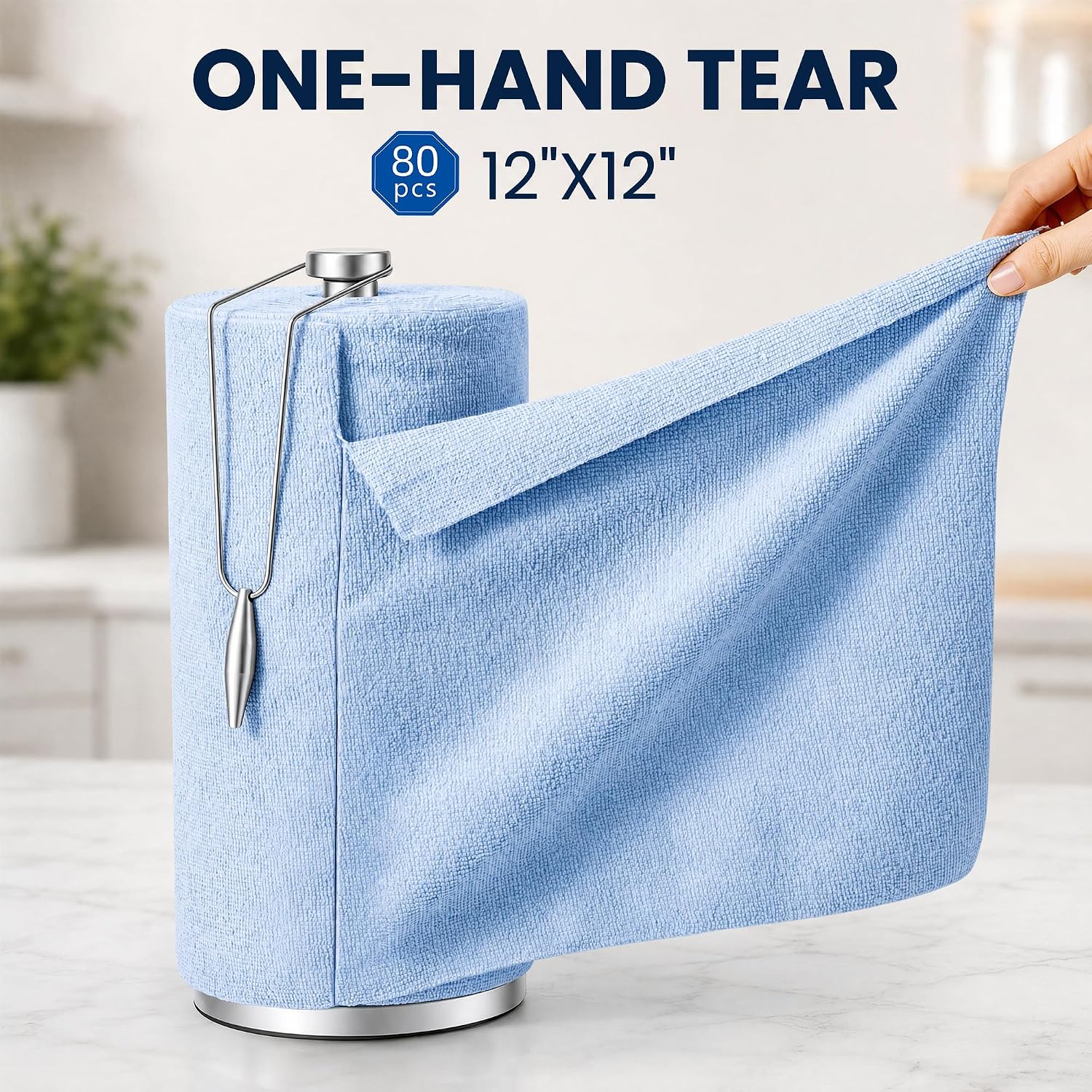 Thumbnail 2 de Veco 80pcs-blue Microfiber Cleaning Cloth Roll, 12 x 12-Inch, Reusable