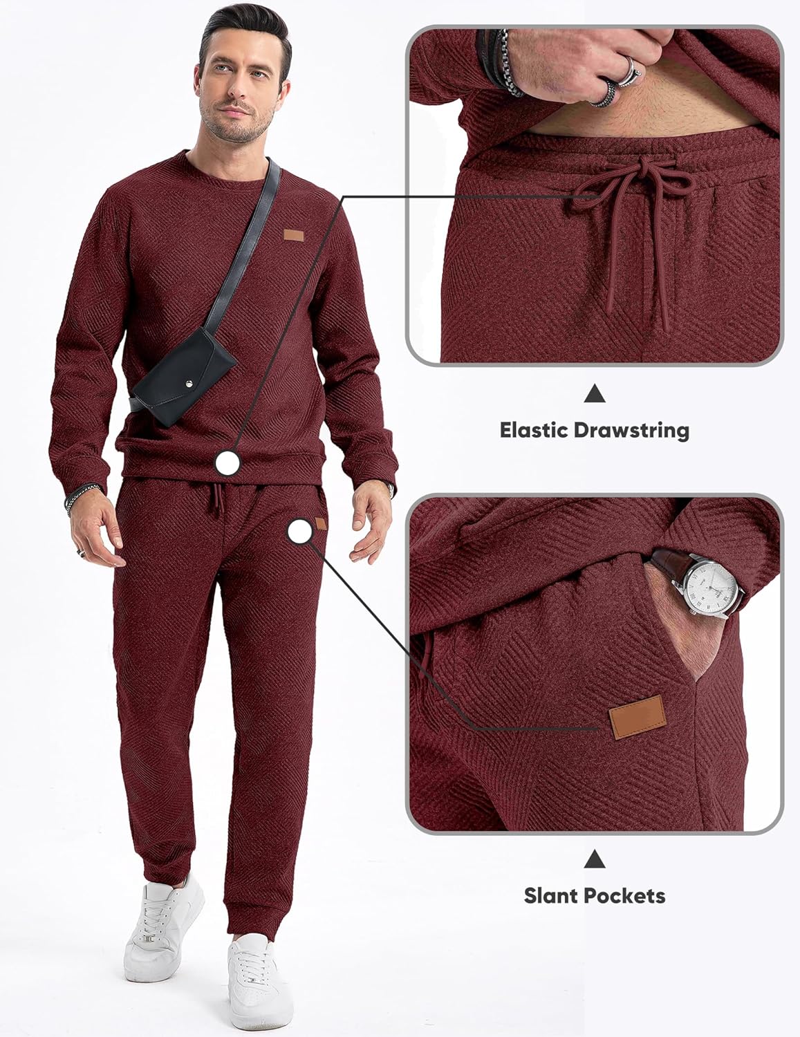 Detalle 1 de JMIERR Men's Knit Jacquard Tracksuit 2-Piece