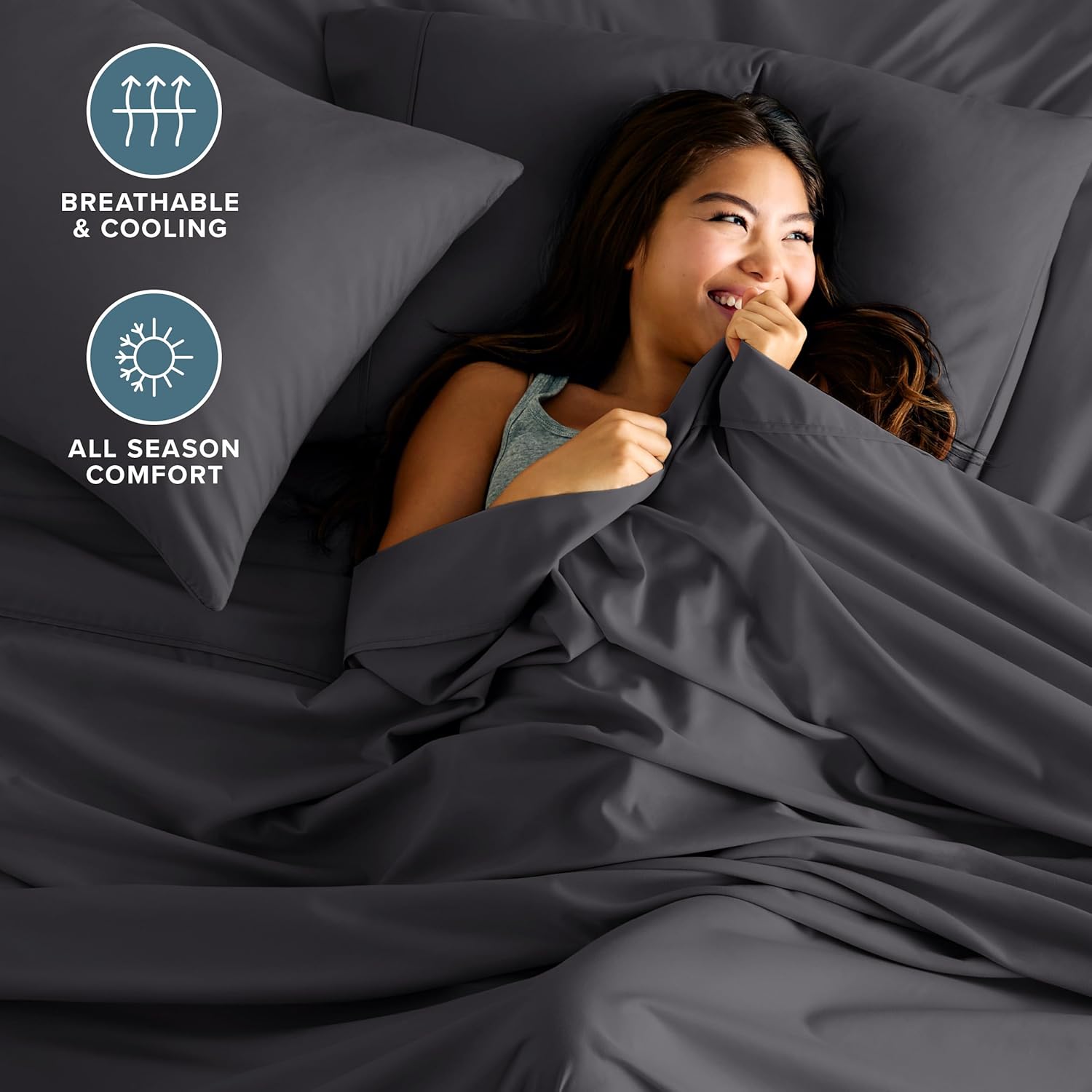 Thumbnail 1 de Bare Home King Sheet Set (1800) — Ultra-Soft Microfiber, Double Brushed, Deep Pockets, 4-Piece Set (Forged Iron Grey)