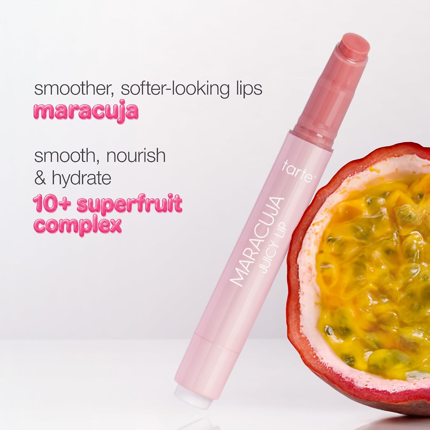 Detalle 2 de tarte maracuja juicy lip balm gloss with High-Shine Hydration and Vitamin E