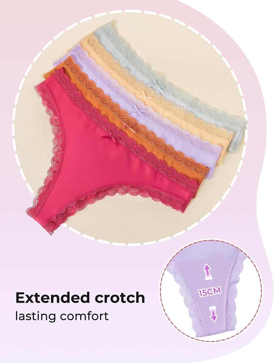 Detalle 2 de VOENXE sömlösa stringtrosor i spets, 5-pack