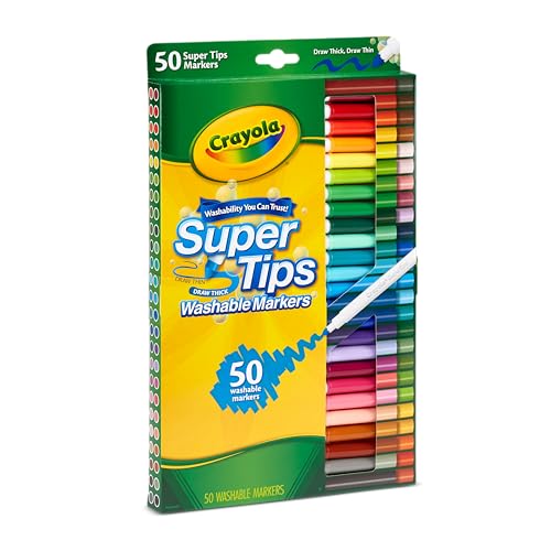 Detalle 2 de CRAYOLA Super Tips - Pennarelli lavabili a punta media 50 colori (7555), idee creative per casa e scuola