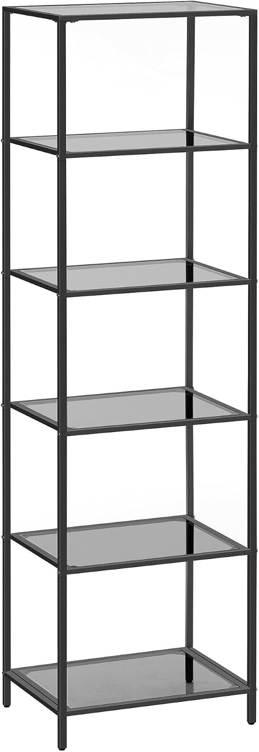 Detalle de VASAGLE LGT500G01 6-Tier Bathroom Shelf with Tempered Glass, Slate Grey