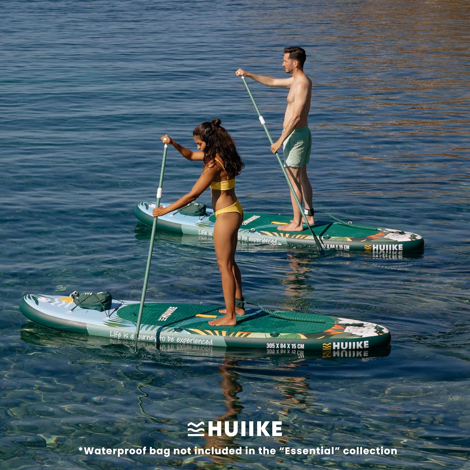 Thumbnail 3 de HUIIKE 10’ Inflatable Stand Up Paddle Board for Adults (Tropical Essential Set) with Paddle, Fins, Pump & Accessories