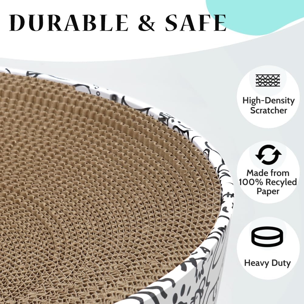 Thumbnail 1 de Graffiti 2in1 Oval Cat Scratcher Bed & Lounge with Scratching Toy & Bowl – XL Corrugated Cardboard Cat Scratch Pad & Furniture Protector by ARGOPET