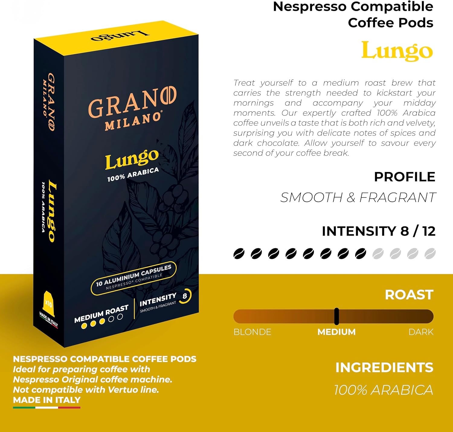 Thumbnail 1 de Milano Lungo coffee capsules, 50 pods