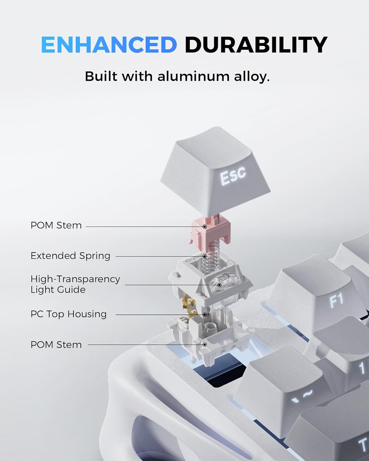 Thumbnail 5 de GravaStar Mercury K1 mechanische Gaming-Tastatur (75% Layout) mit Aluminium-Exoskelett, Hot-Swap und RGB-Gradient