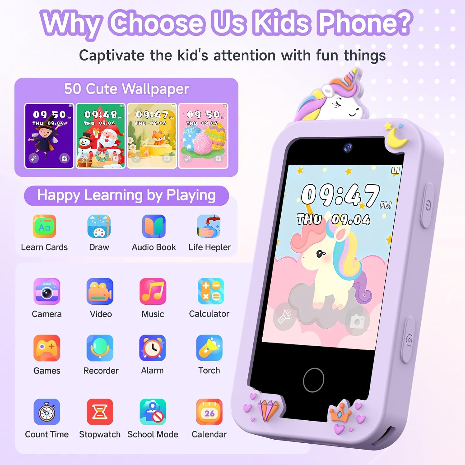 Detalle 2 de Kids Smart Phone Toy 8G Touchscreen for Ages 3-9