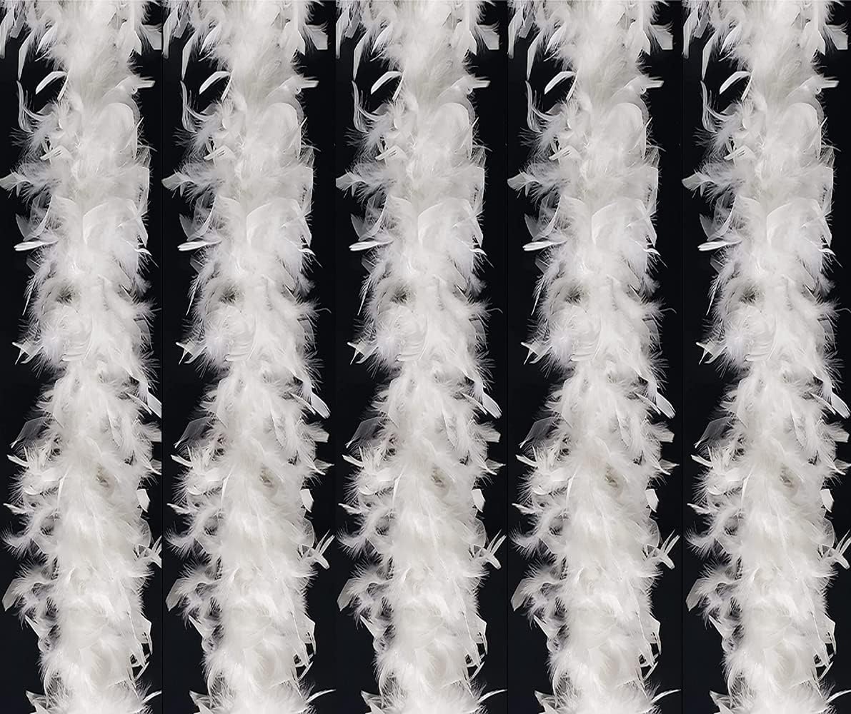 Detalle de WINOK BT-0002-01, boa z białych piór, 5 szt., 200 cm, 40 g