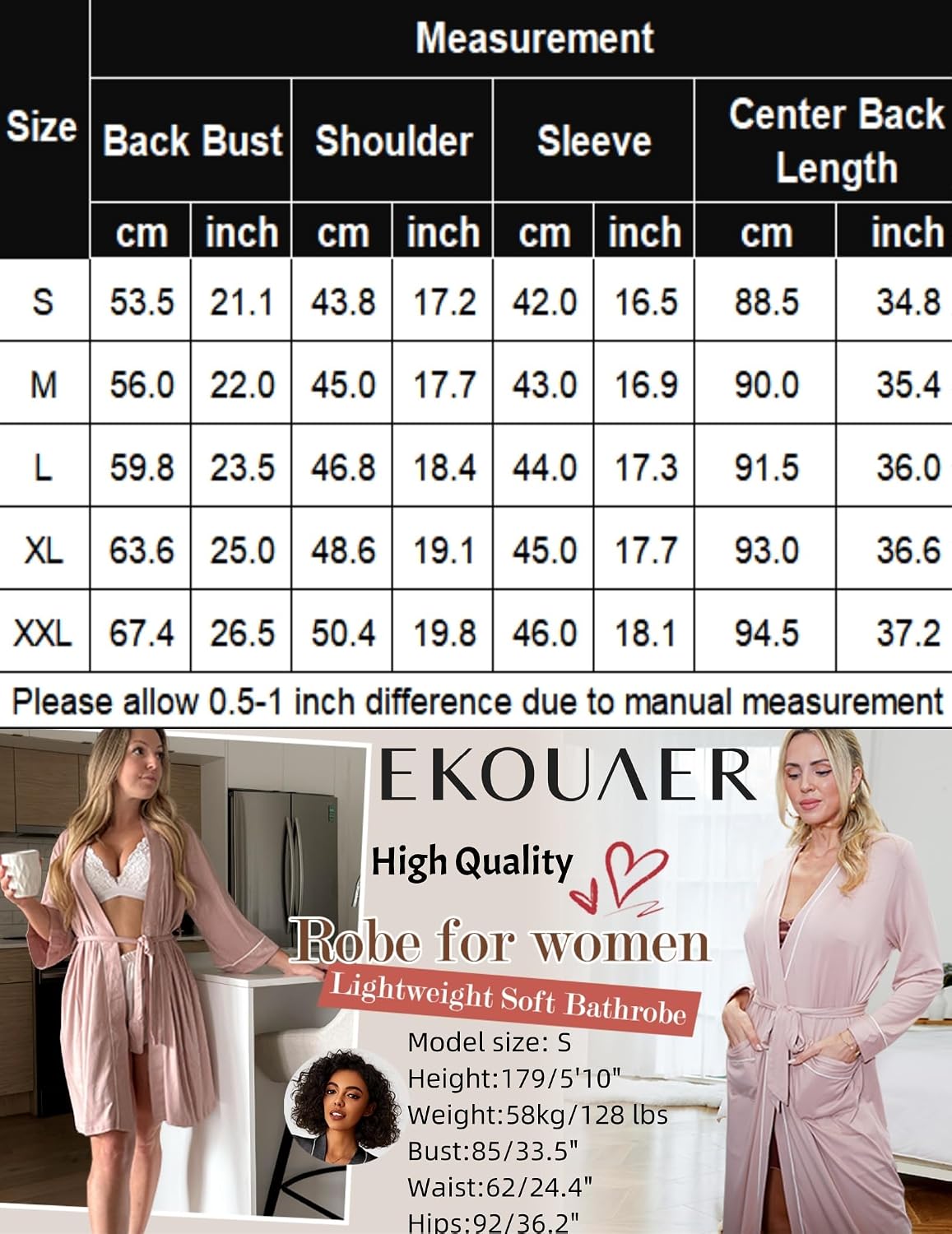 Thumbnail 5 de Ekouaer Robe de Chambre Femme légère S-XXL