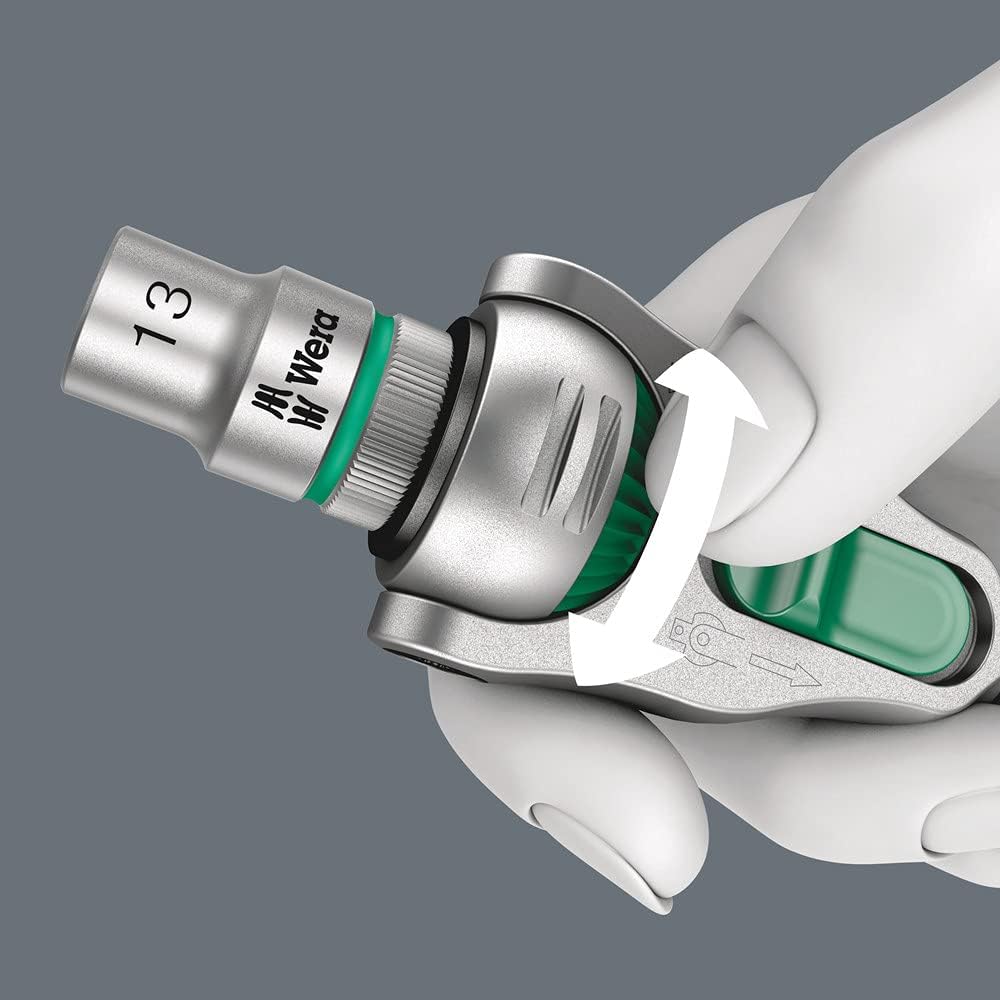 Detalle de Wera 8000 C: Cricchetto Zyklop con attacco 1/2" – testata orientabile e funzione rapido