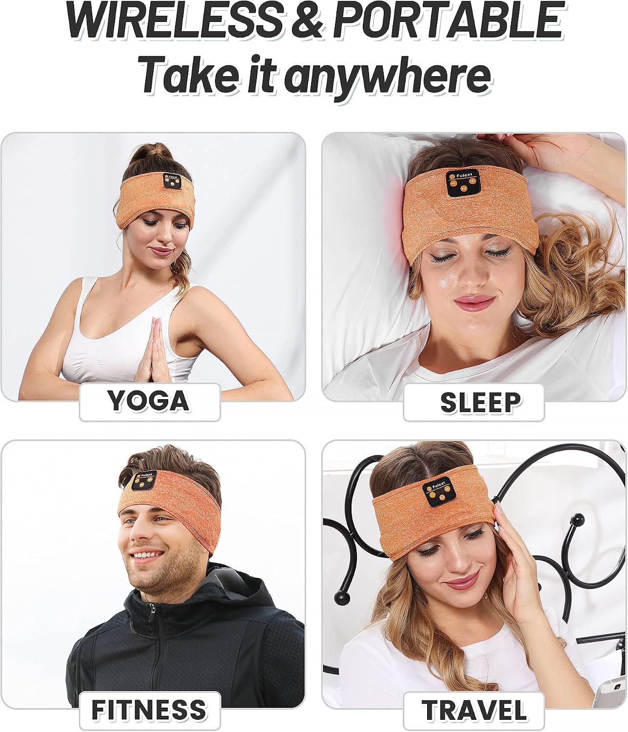 Detalle de Fulext Bluetooth-Schlafkopfhörer Stirnband mit eingebauten Lautsprechern – fürs Schlafen, Yoga, Joggen