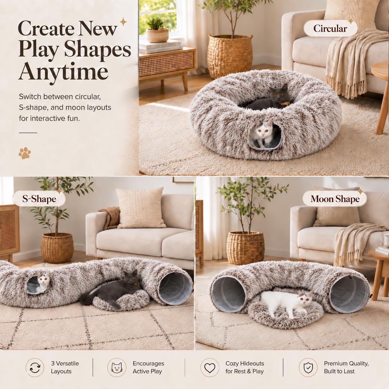 Detalle de LUCKITTY Cat Tunnel Bed, 3 FT
