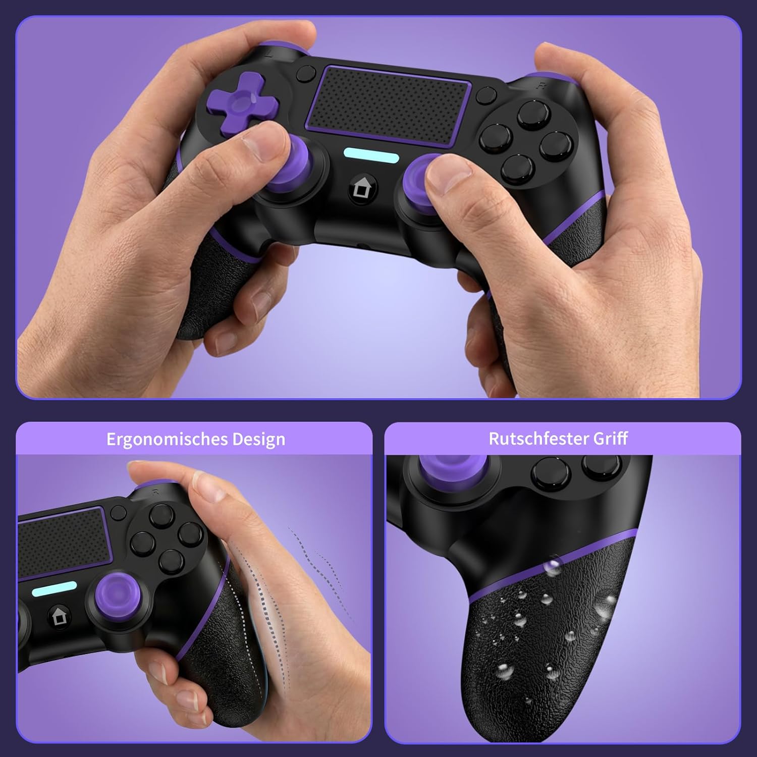 Thumbnail 5 de Reddening PS4 Controller für 2 Stück: kabellose Gamepads für PS4/Pro/Slim und PC mit Turbo, Dual-Vibration & 6-Achsen-Gyro